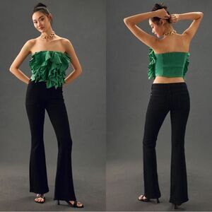 PILCRO Anthropologie The Icon Low Rise Flare Jeans in Black Wash Size 32